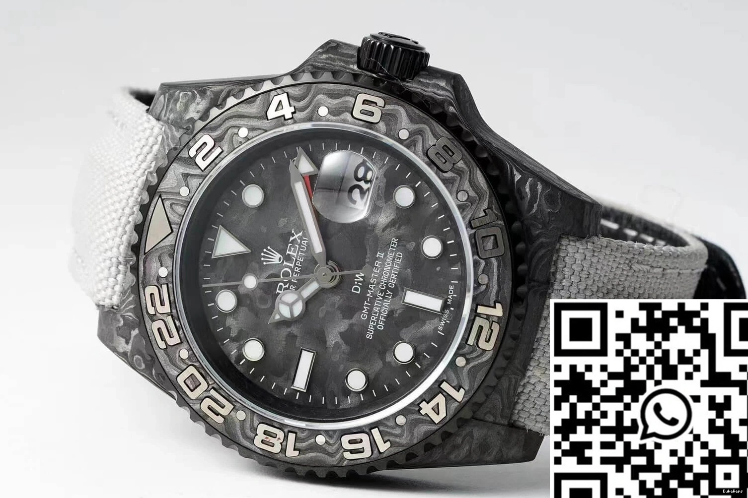 Carbon II Dial GMT-MASTER Rolex Fiber Fabric Diw Strap 1224